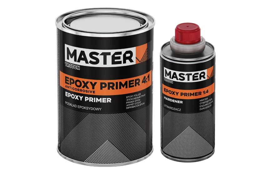 Pack Apprêt EPOXY PRIMER Master TROTON Mélange 4:1 Séchage Standard, Garnissant 1L ou 4.5L (Blanc, 1L)