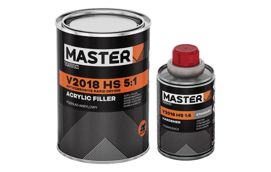Pack Apprêt V2018 HS Master TROTON Mélange 5:1 Facile d'application/ Pour un travail de finition Rapide en 1L ou 3.5L (0.8ml+0.16ml, Blanc)