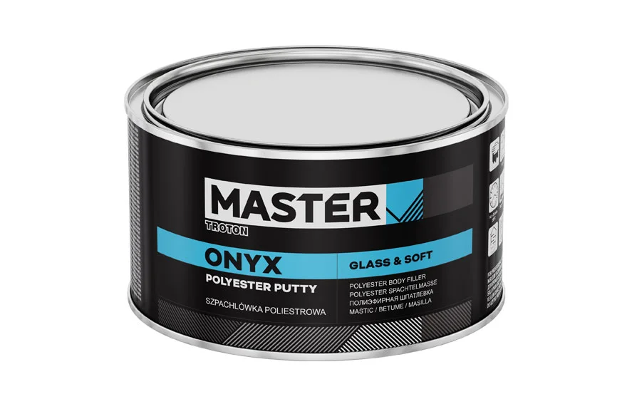 Mastic Fibre de Verre BLEU à Fibre courte ONYX Master TROTON spécial Rapidité, Accroche et temps de séchage 1l/1.8klg