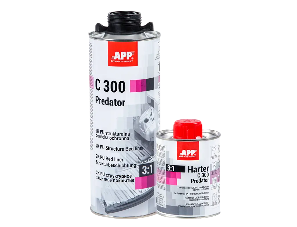 [050700] PREDATOR Revêtement de protection pour teinte structurée polyuréthane bi-composant APP C300 NOIR 3:1 600 ml + 200 ml