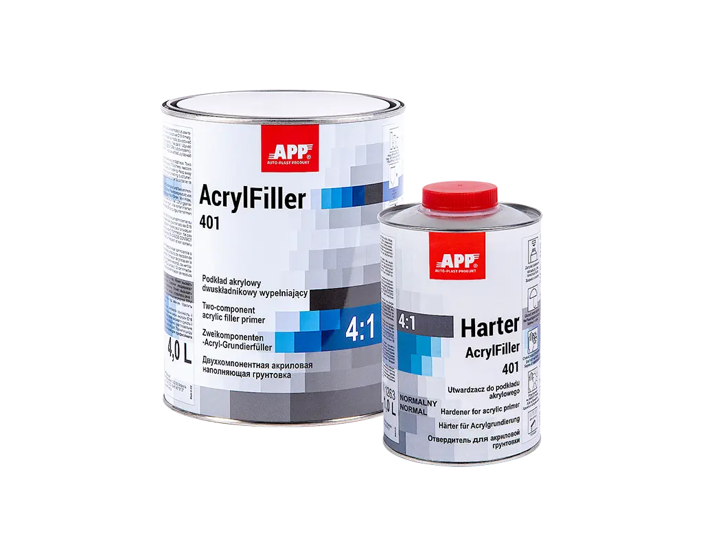 [020420-020518]  Pack Apprêt acrylique 2k HS 4L+Durcisseur  1L APP AcrylFiller 401 4:1 Gris ou Blanc (Blanc, Normal)