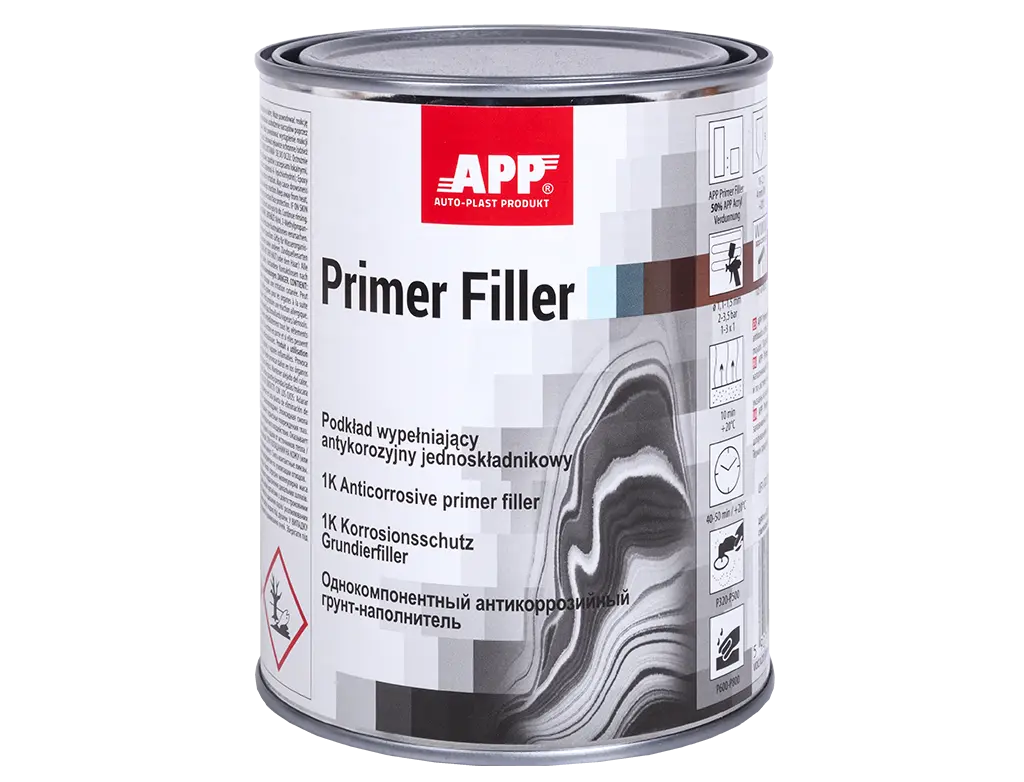[020711] Apprêt pistolable 1K Antirouille APP Primer Filler Gris clair 1L